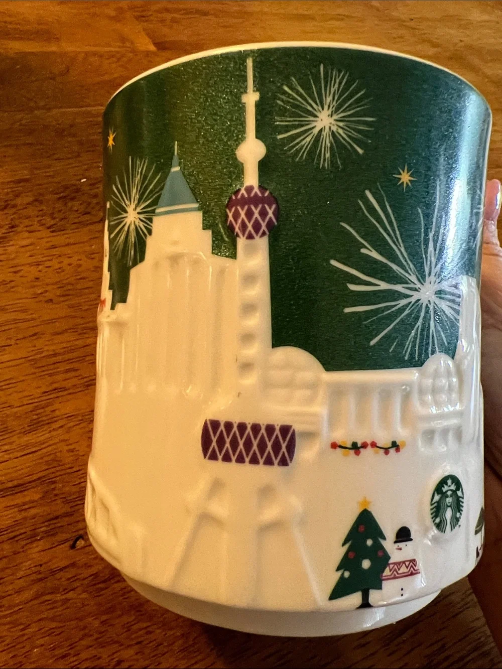 Shanghai China Starbucks relief collectors mug 2015, green
